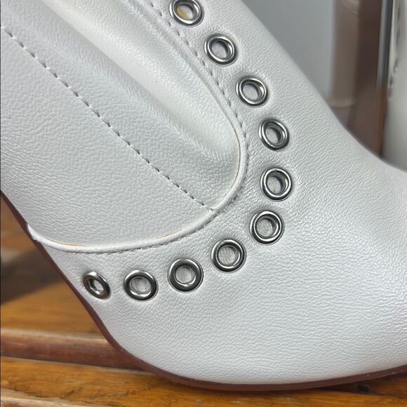 Wild Diva Elegant White Studded Women's Boots - Picture 5 of 9
